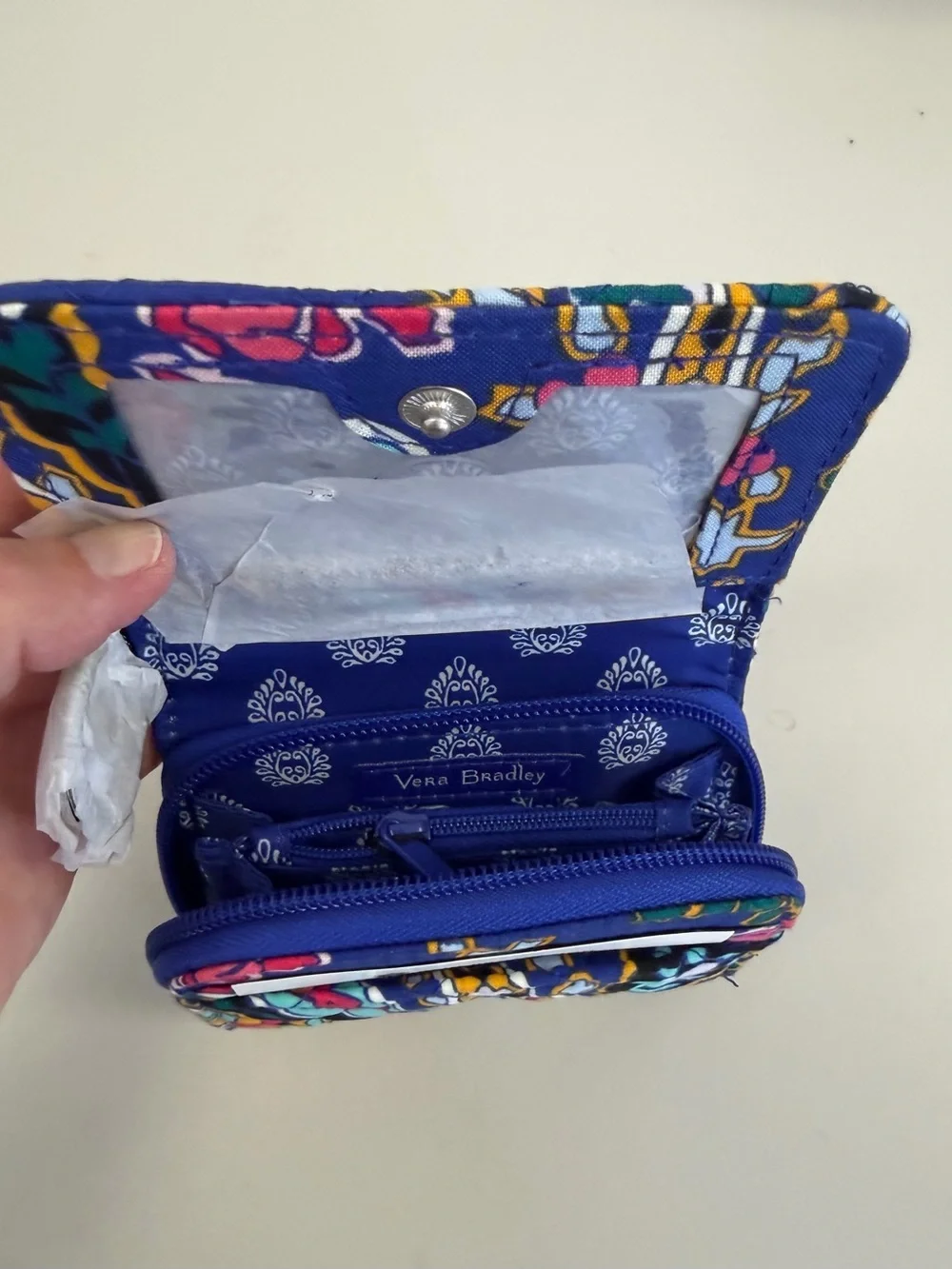 Like New Vera Bradley Iconic RFID Card Case, Romantic Paisley Quilted Pattern